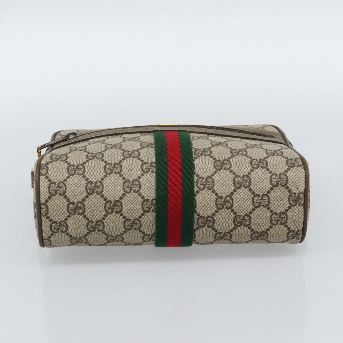 GUCCI GG Supreme Web Sherry Line Bag PVC Beige Gold 68 02 004 Auth 185916