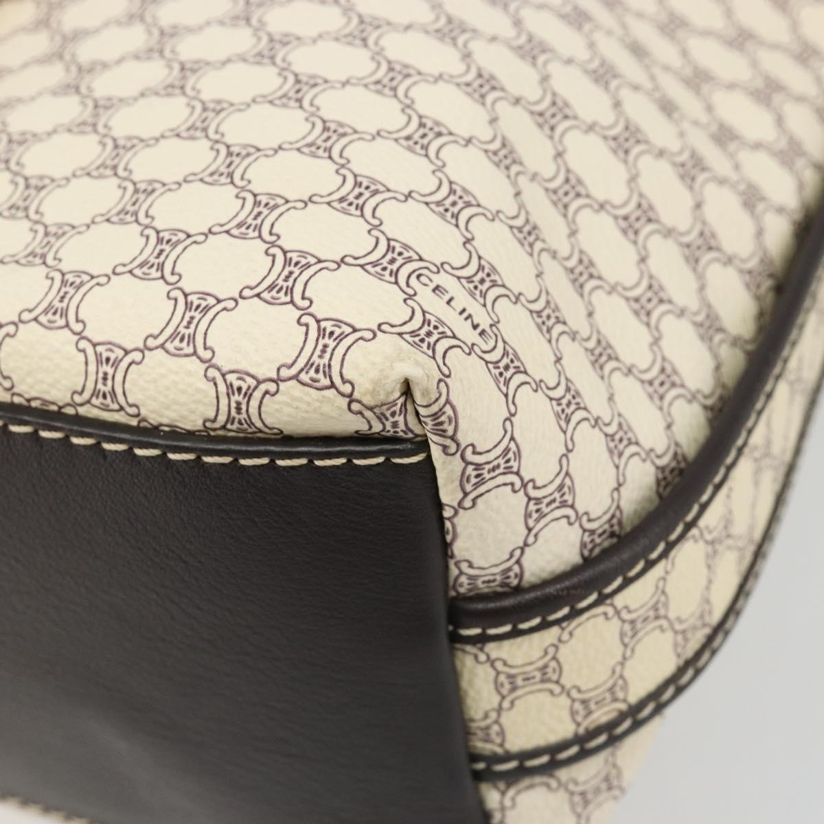 CELINE Macadam Canvas Shoulder Bag PVC Leather Ivory Gold Auth 185917A