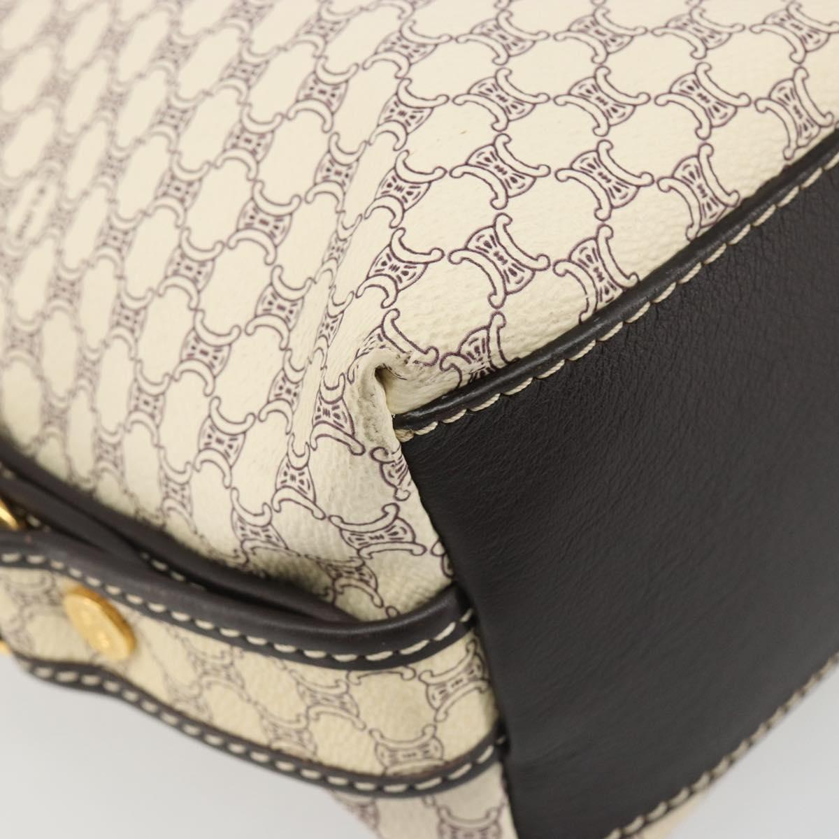 CELINE Macadam Canvas Shoulder Bag PVC Leather Ivory Gold Auth 185917A