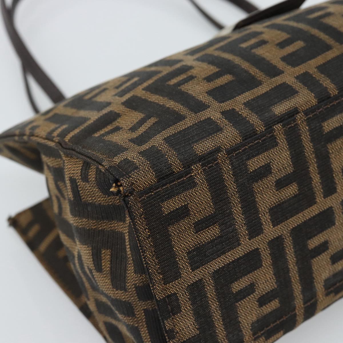 FENDI Zucca Canvas Mamma Baguette Hand Bag Black Brown Auth 185919