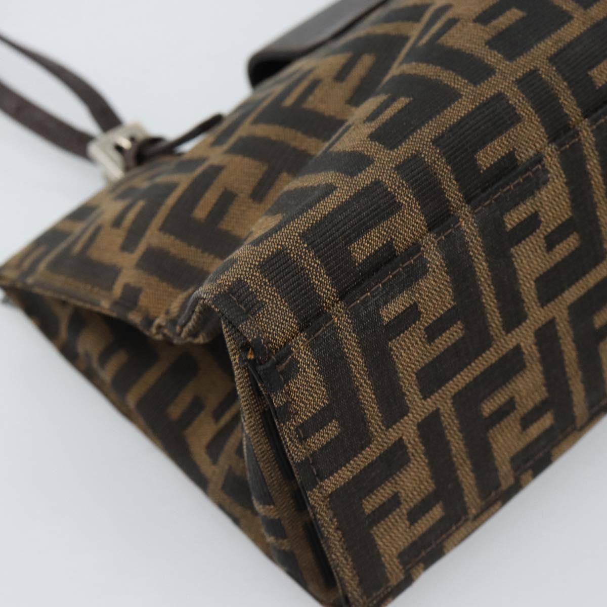 FENDI Zucca Canvas Mamma Baguette Hand Bag Black Brown Auth 185919
