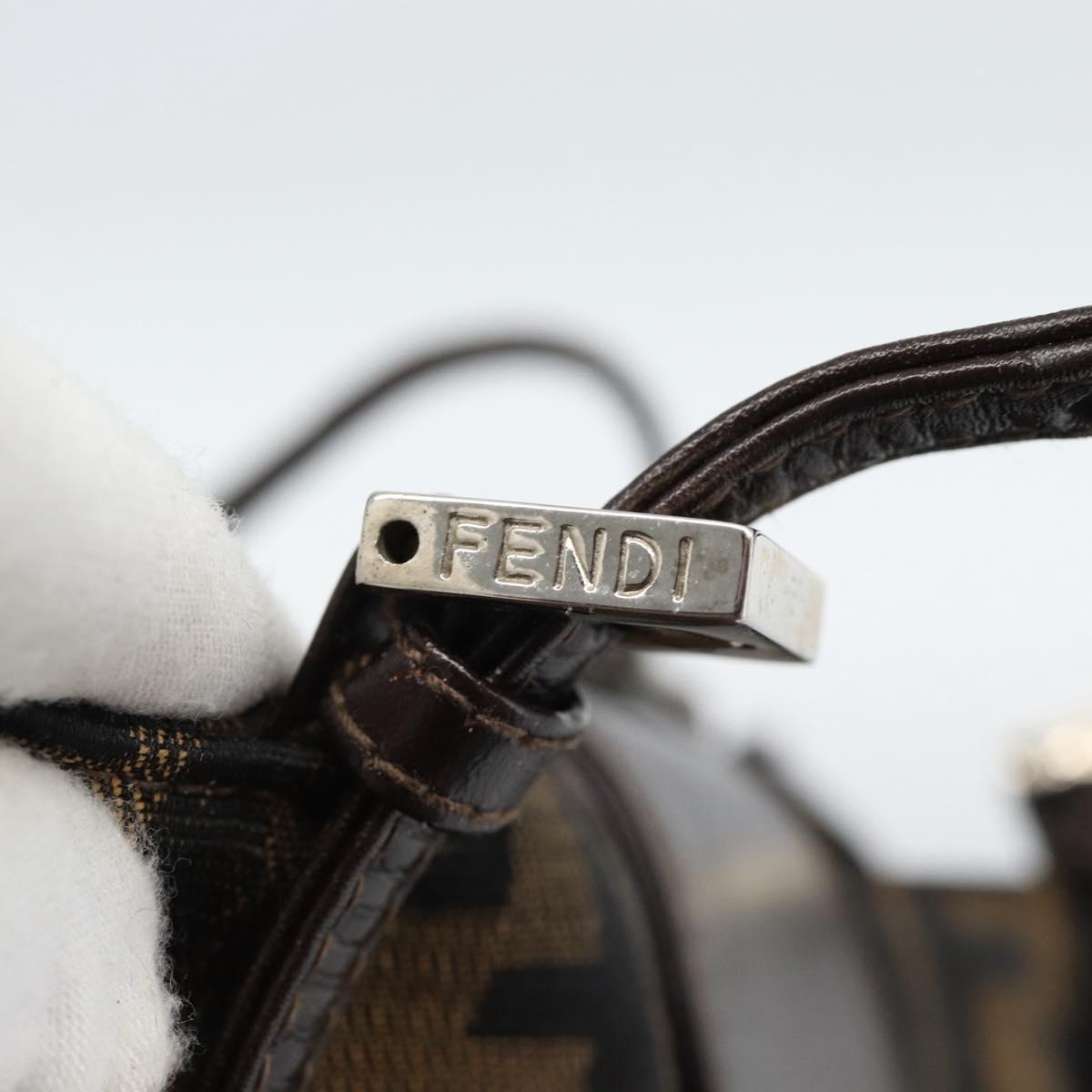 FENDI Zucca Canvas Mamma Baguette Hand Bag Black Brown Auth 185919