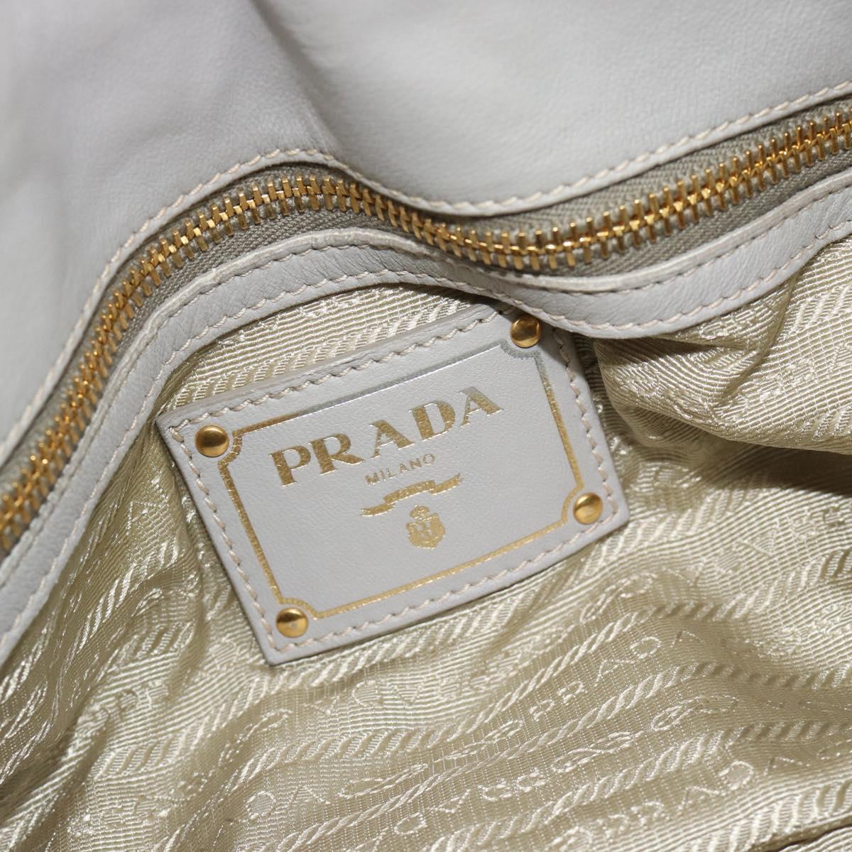 PRADA Gathered Hand Bag Nylon Beige Gold Auth 185921