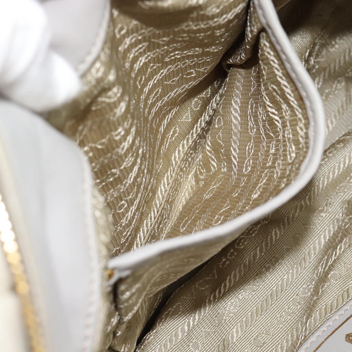 PRADA Gathered Hand Bag Nylon Beige Gold Auth 185921