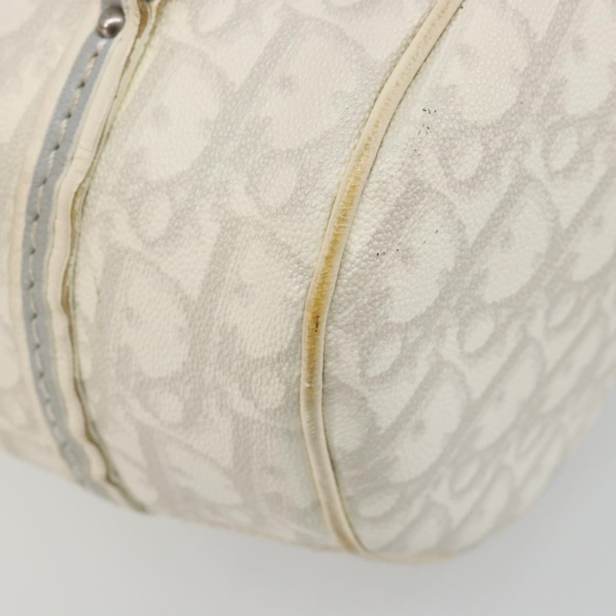 Christian Dior Trotter Canvas Romantic Hand Bag PVC White Silver Auth 185924A