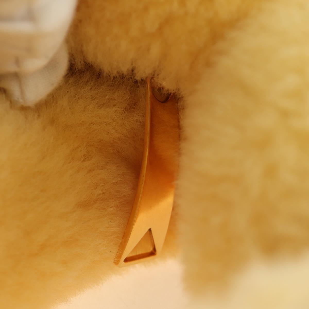 BOTTEGAVENETA Hand Pouch Fur Yellow Gold Auth 185930SM