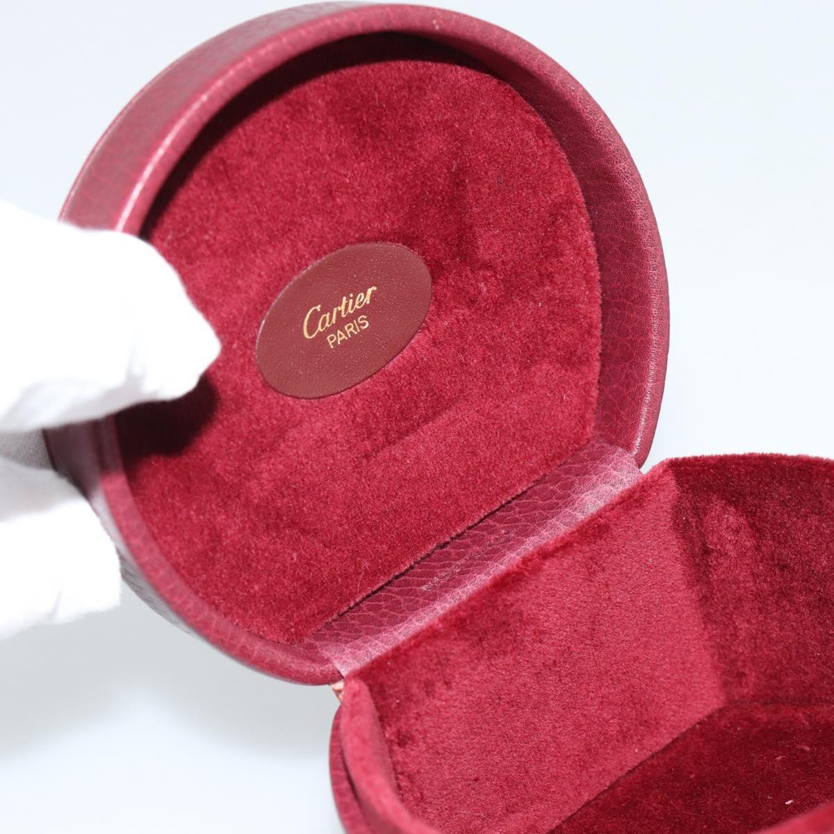 CARTIER Jewelry Box Leather Bordeaux Gold Auth 185932V