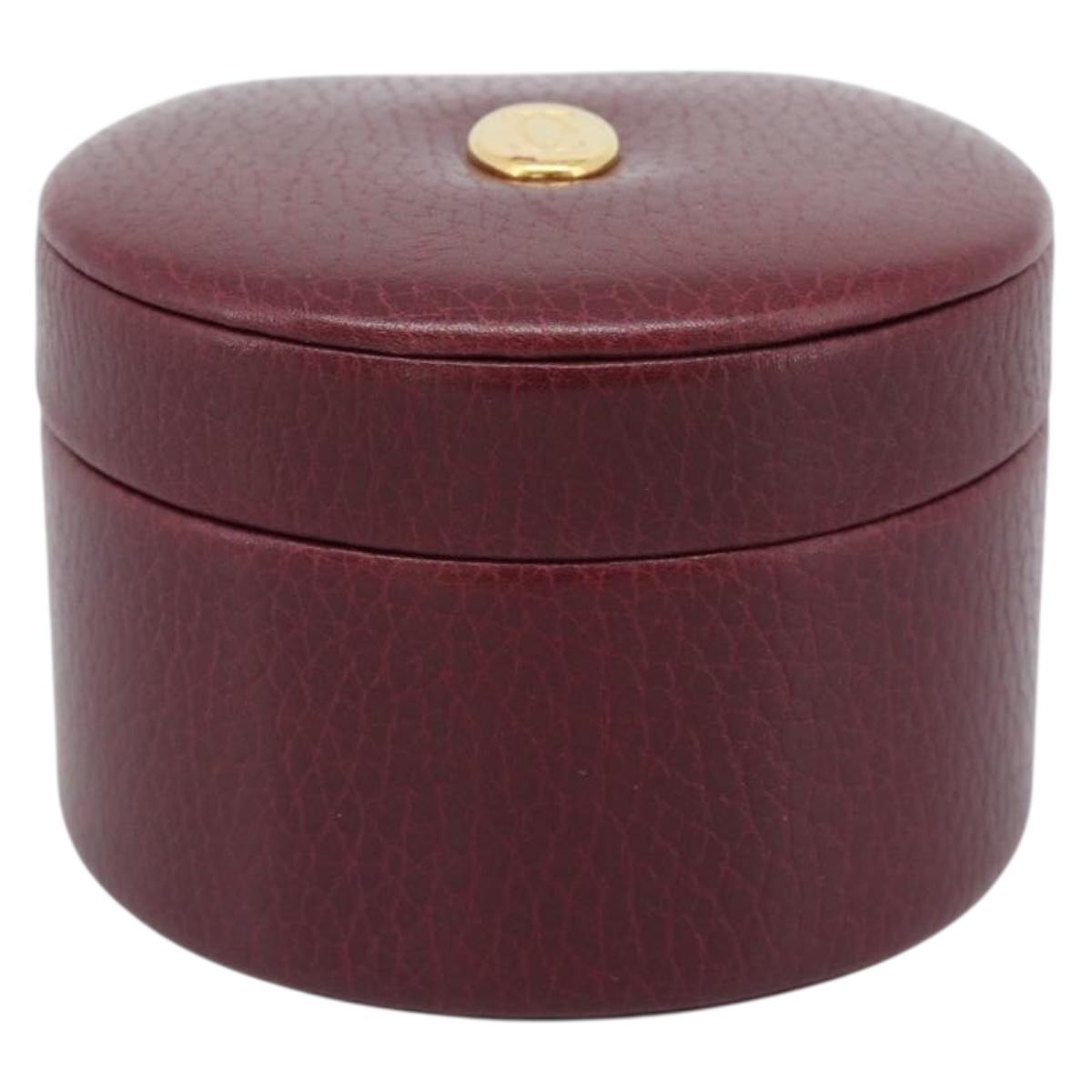 CARTIER Jewelry Box Leather Bordeaux Gold Auth 185932V
