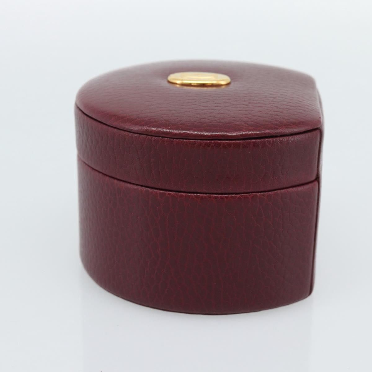 CARTIER Jewelry Box Leather Bordeaux Gold Auth 185932V