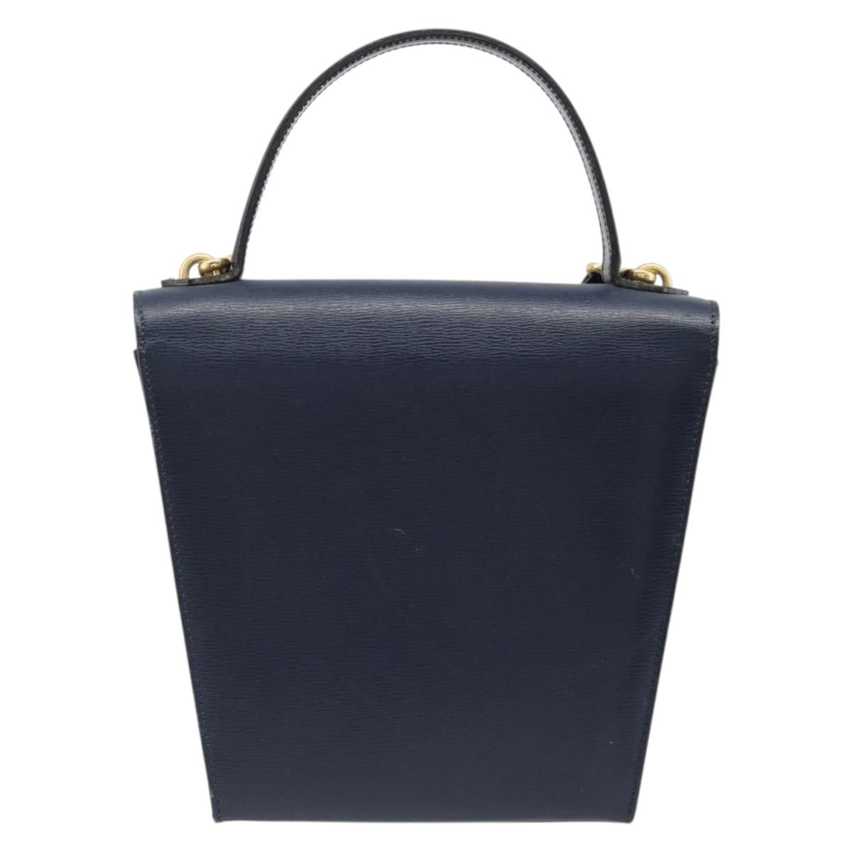 Christian Dior Shoulder Bag Leather 2way Blue Gold Auth 185936A