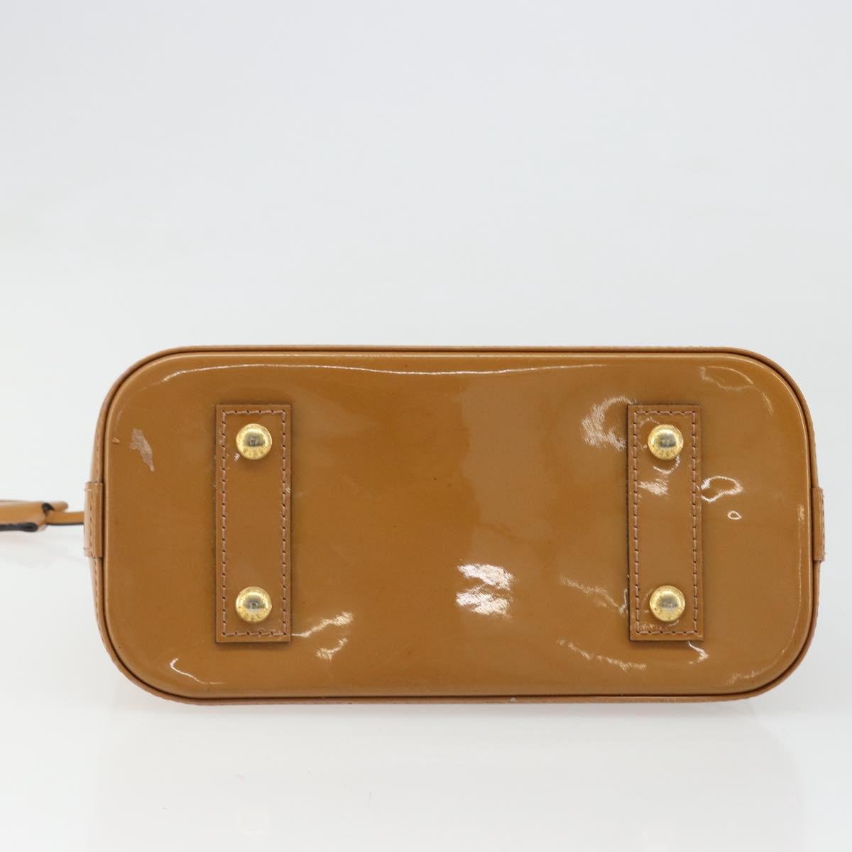 LOUIS VUITTON Monogram Vernis Alma BB Bag 2way Beige Poodle M91752 Auth 185938