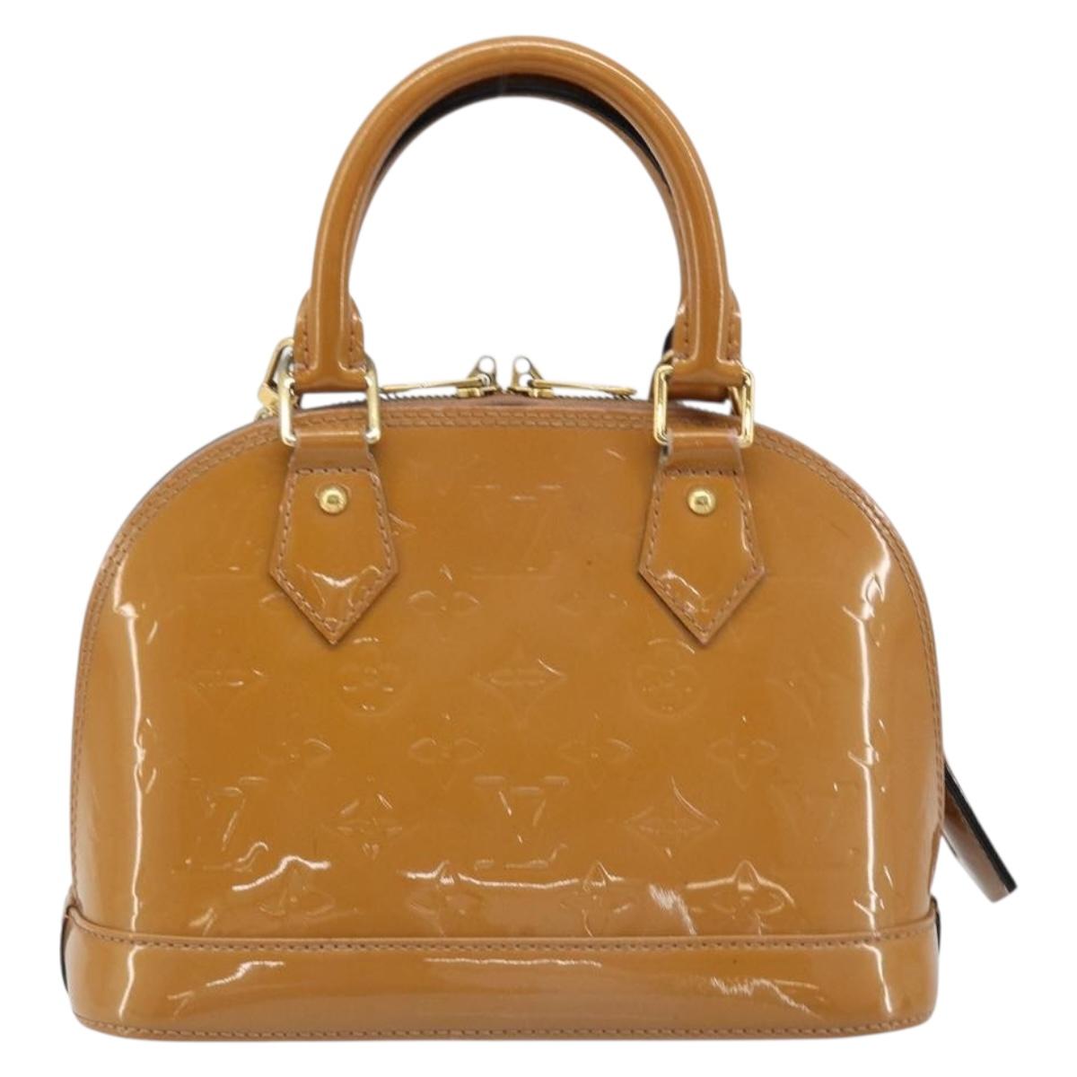 LOUIS VUITTON Monogram Vernis Alma BB Bag 2way Beige Poodle M91752 Auth 185938