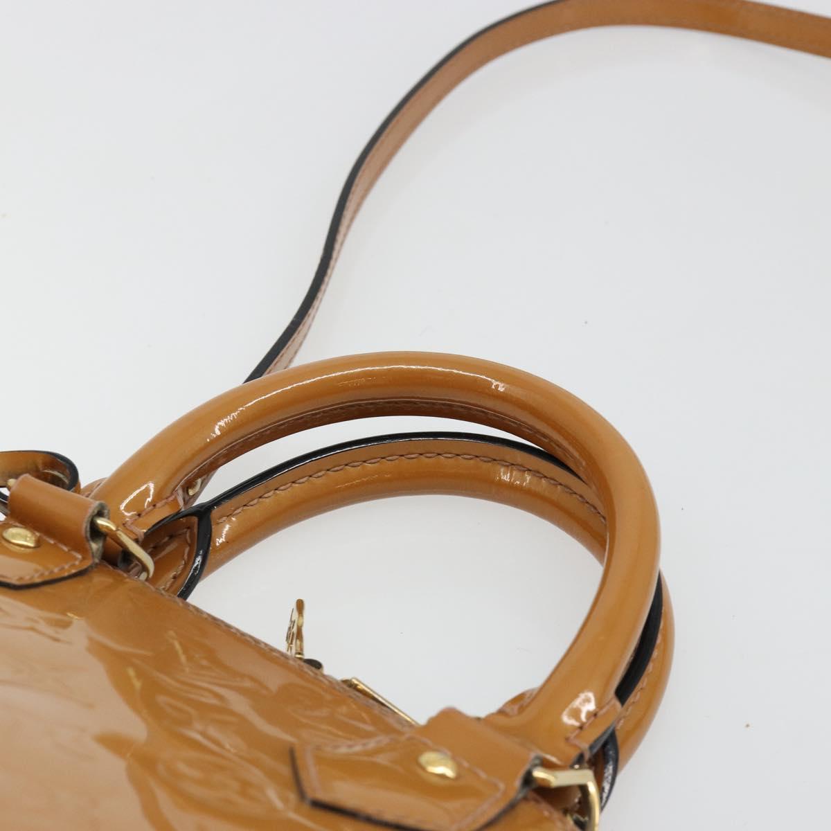 LOUIS VUITTON Monogram Vernis Alma BB Bag 2way Beige Poodle M91752 Auth 185938