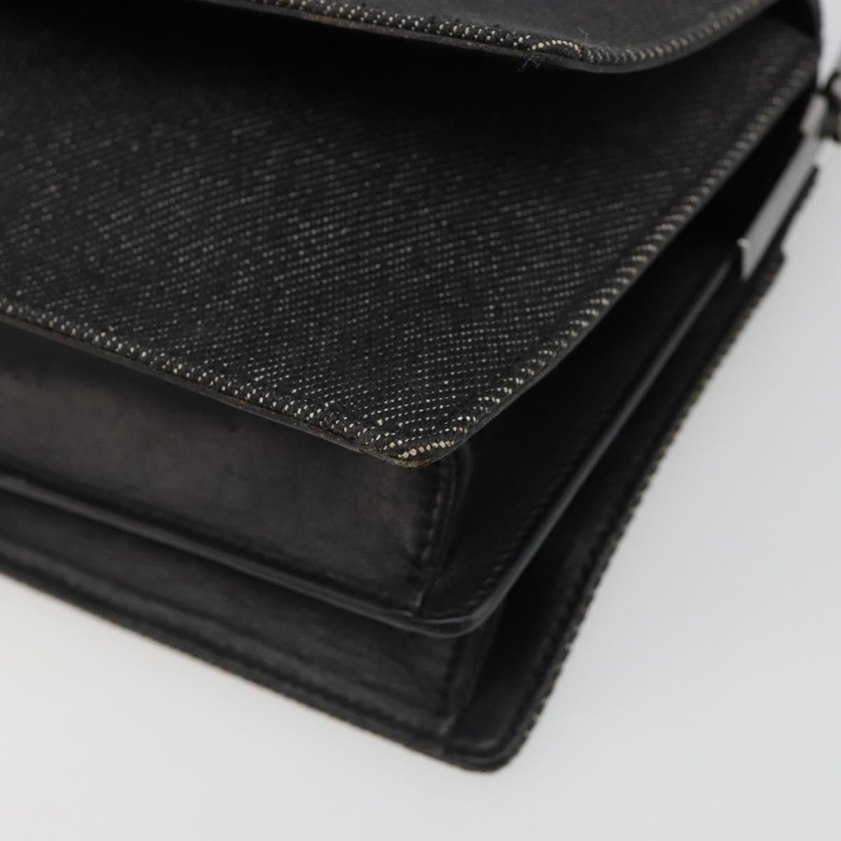 GUCCI Accessory Pouch Denim Black Silver 01235 Auth 185948A