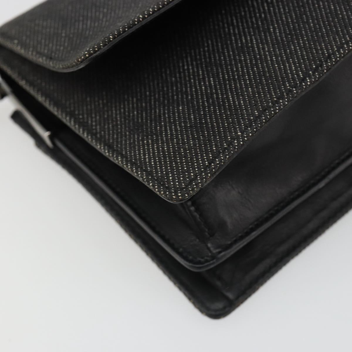 GUCCI Accessory Pouch Denim Black Silver 01235 Auth 185948A