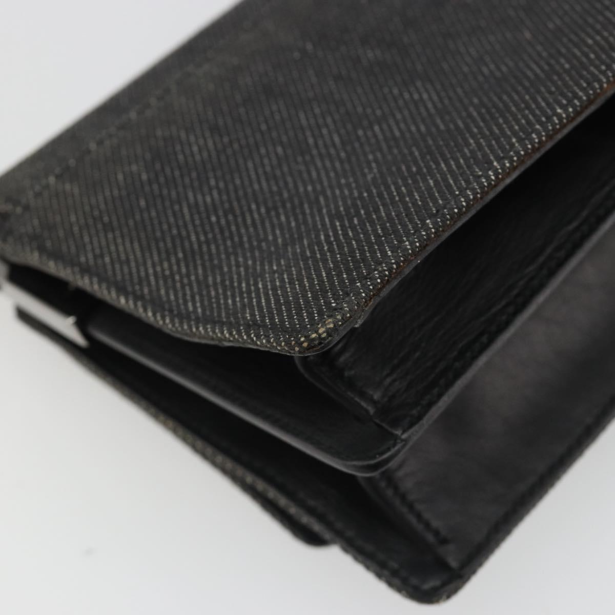 GUCCI Accessory Pouch Denim Black Silver 01235 Auth 185948A