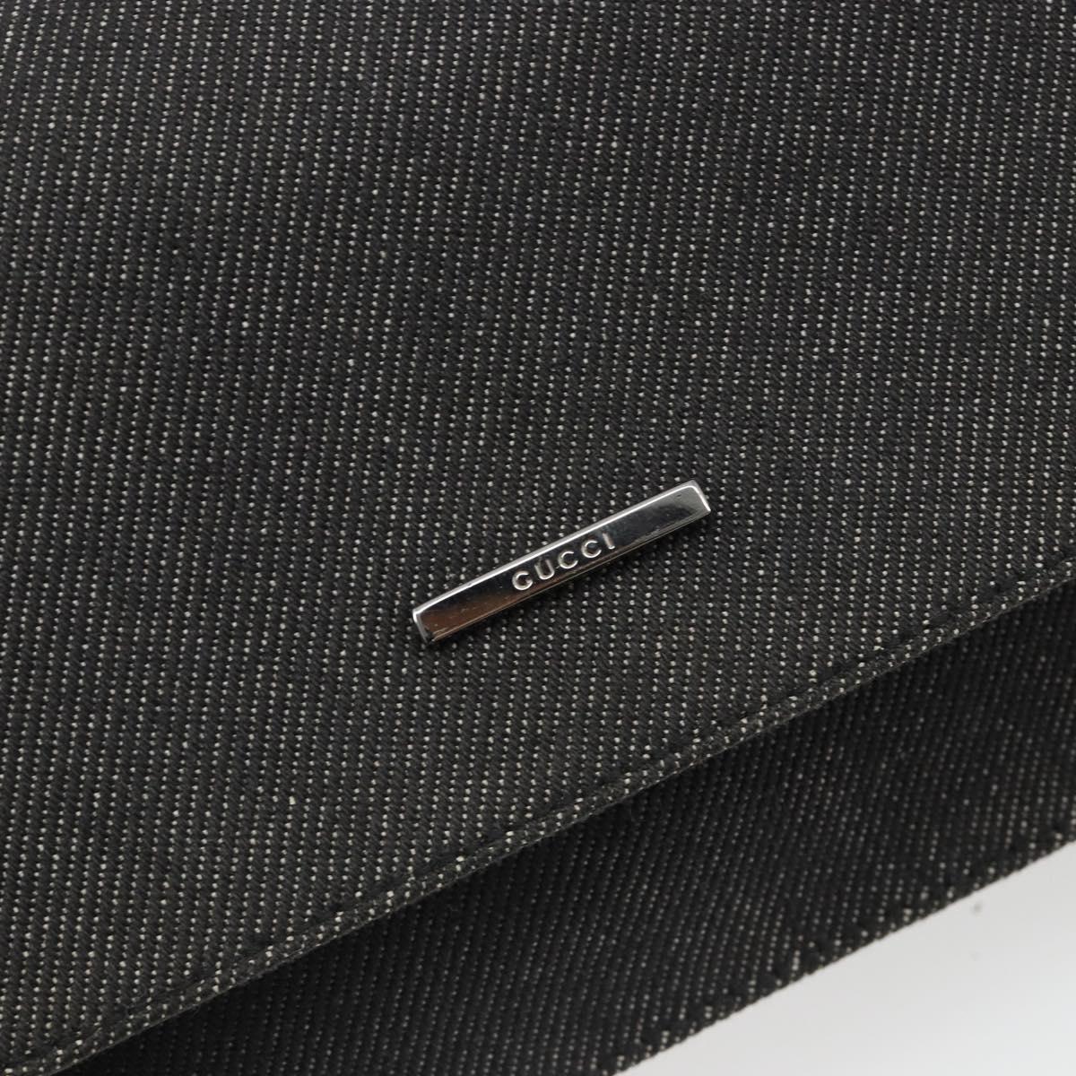 GUCCI Accessory Pouch Denim Black Silver 01235 Auth 185948A