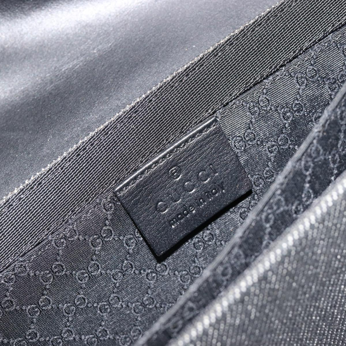 GUCCI Accessory Pouch Denim Black Silver 01235 Auth 185948A