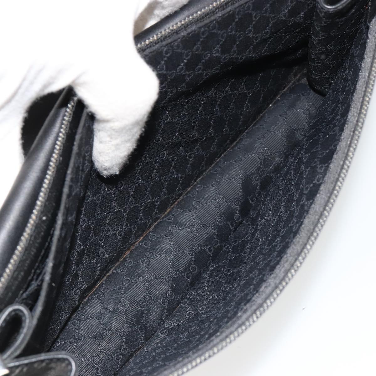 GUCCI Accessory Pouch Denim Black Silver 01235 Auth 185948A