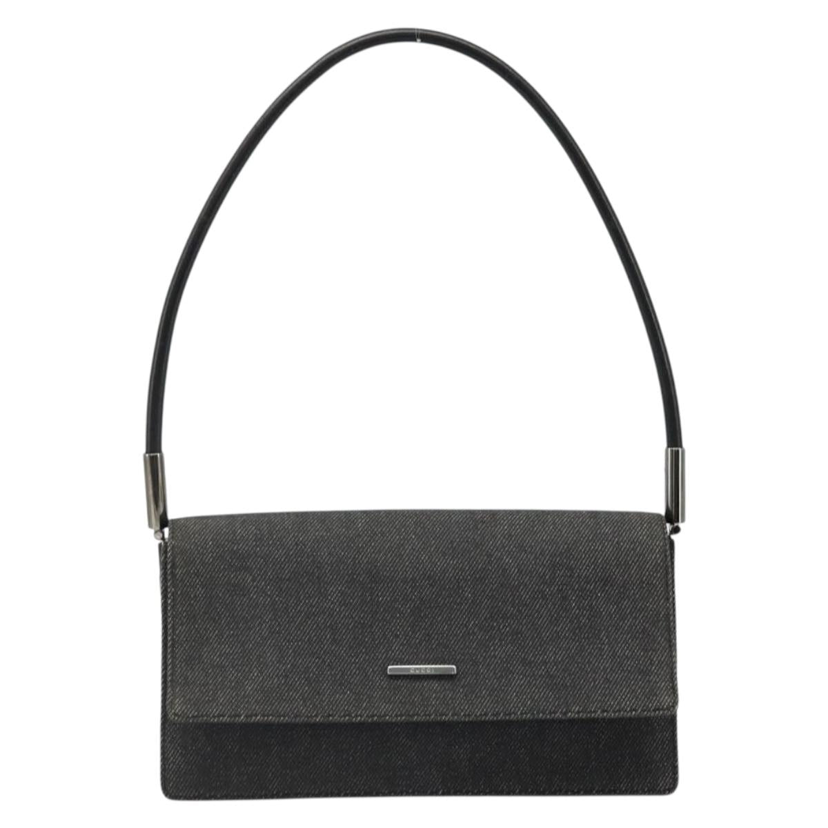 GUCCI Accessory Pouch Denim Black Silver 01235 Auth 185948A
