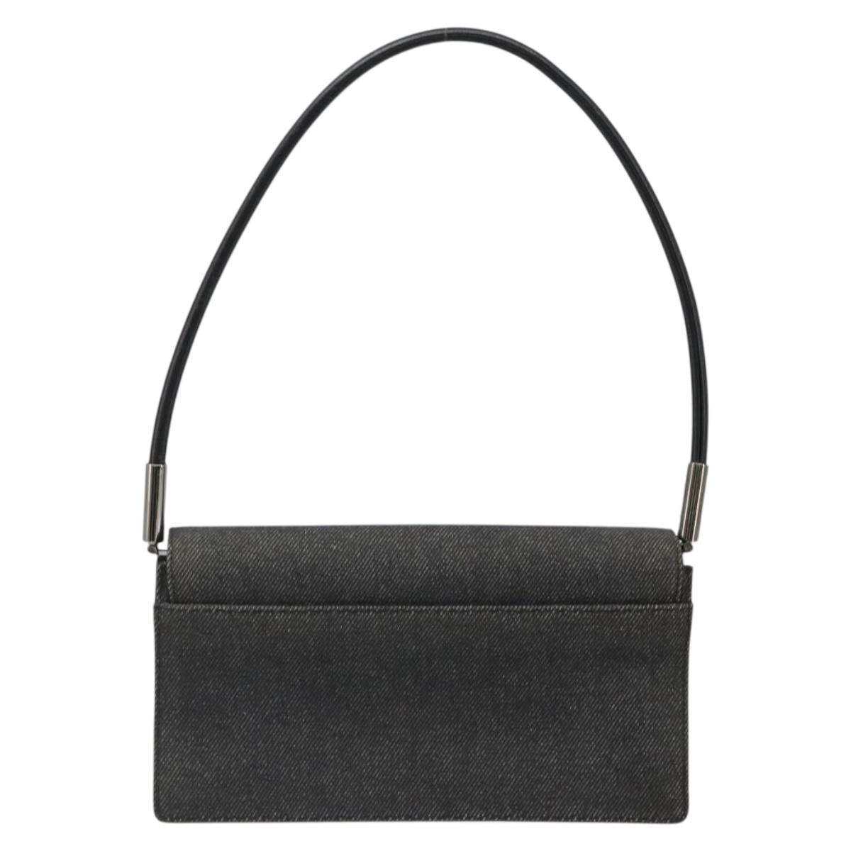 GUCCI Accessory Pouch Denim Black Silver 01235 Auth 185948A