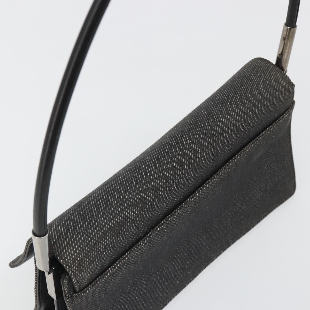 GUCCI Accessory Pouch Denim Black Silver 01235 Auth 185948A