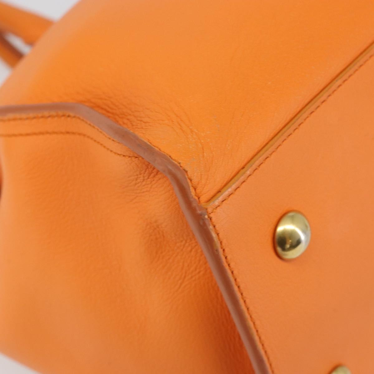 SAINT LAURENT Cabas Mini Hand Bag Leather 2way Orange Gold Auth 185950A