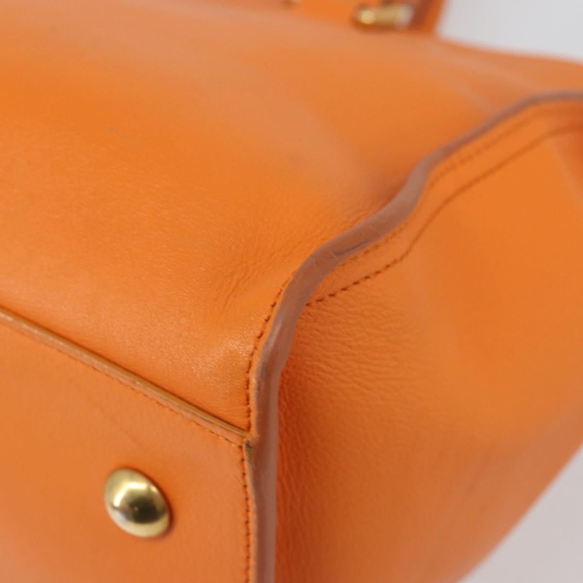 SAINT LAURENT Cabas Mini Hand Bag Leather 2way Orange Gold Auth 185950A