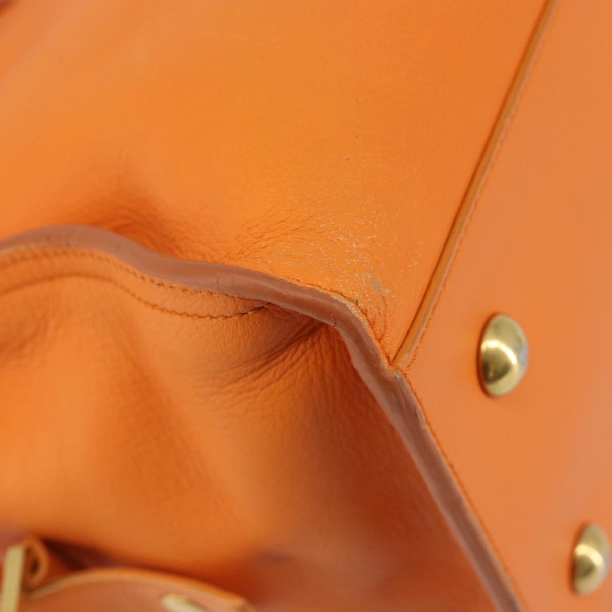 SAINT LAURENT Cabas Mini Hand Bag Leather 2way Orange Gold Auth 185950A