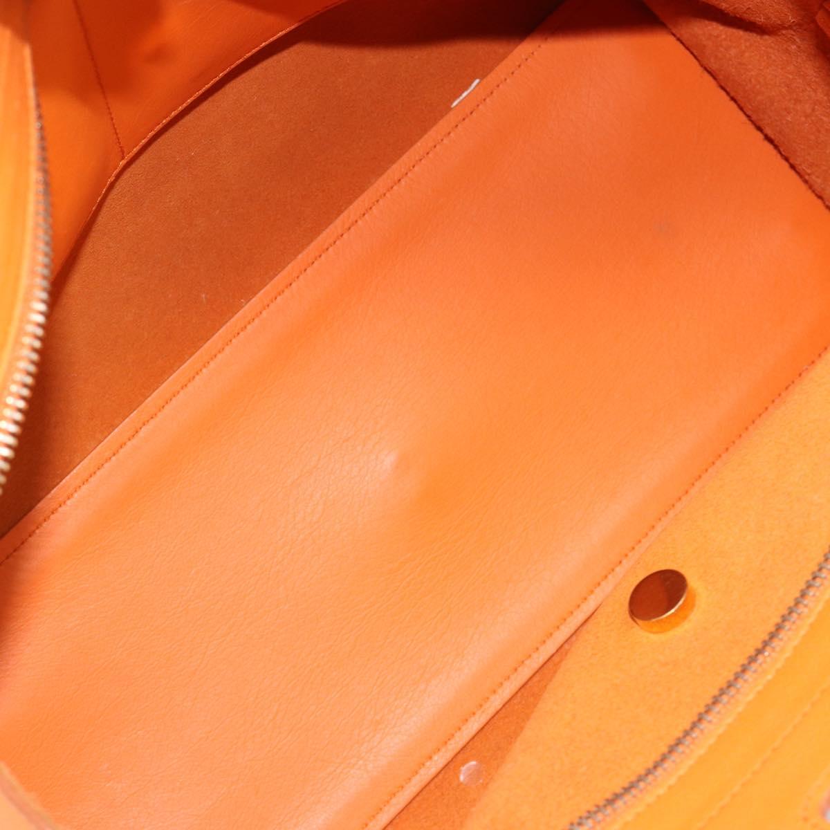 SAINT LAURENT Cabas Mini Hand Bag Leather 2way Orange Gold Auth 185950A