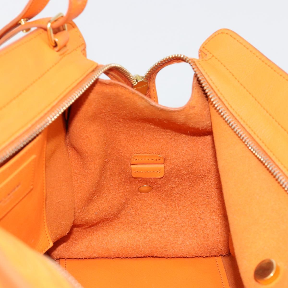 SAINT LAURENT Cabas Mini Hand Bag Leather 2way Orange Gold Auth 185950A