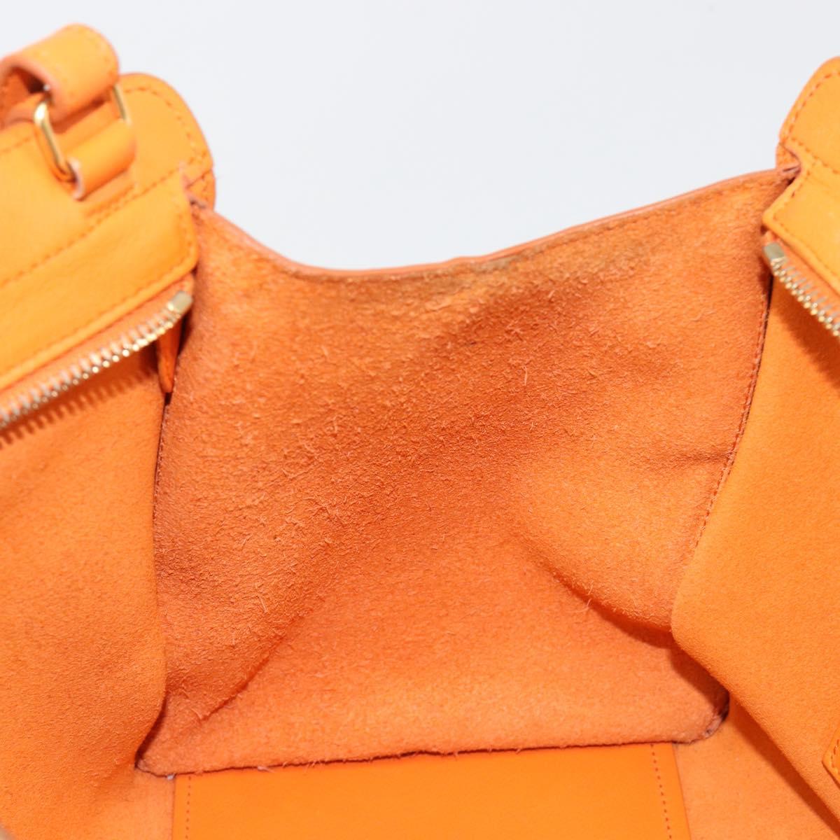 SAINT LAURENT Cabas Mini Hand Bag Leather 2way Orange Gold Auth 185950A