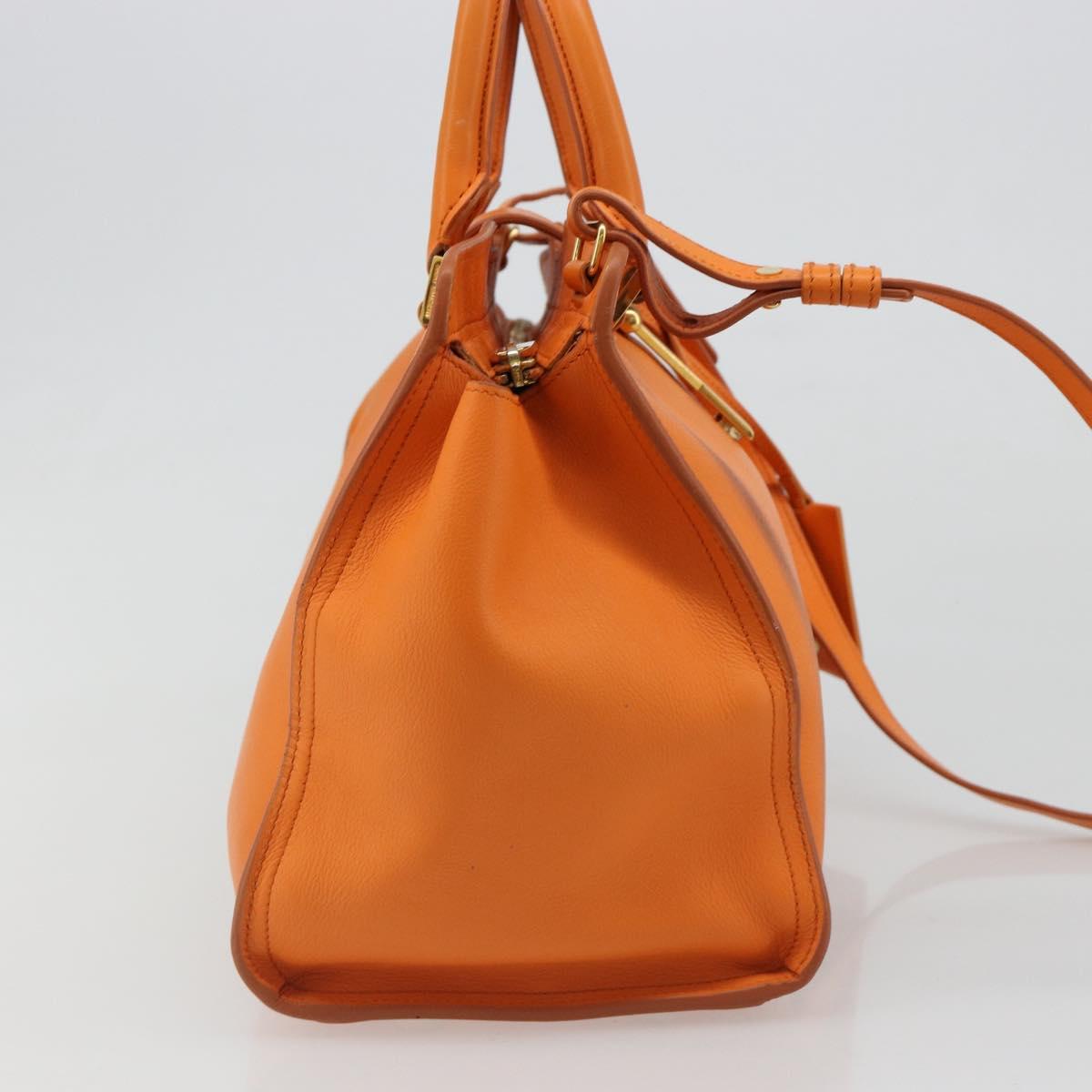 SAINT LAURENT Cabas Mini Hand Bag Leather 2way Orange Gold Auth 185950A