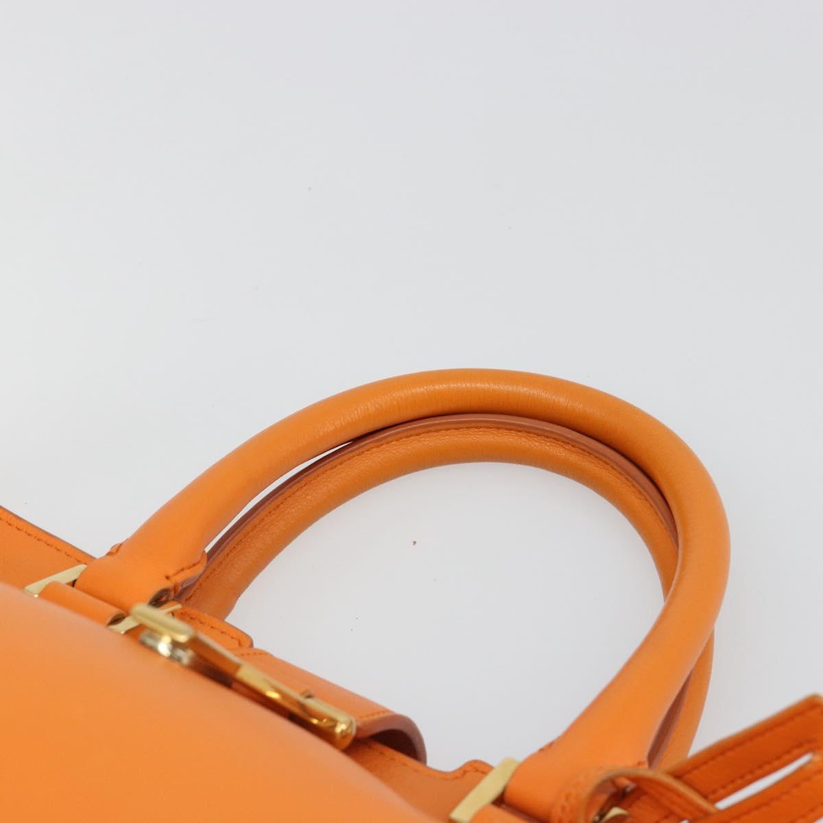SAINT LAURENT Cabas Mini Hand Bag Leather 2way Orange Gold Auth 185950A