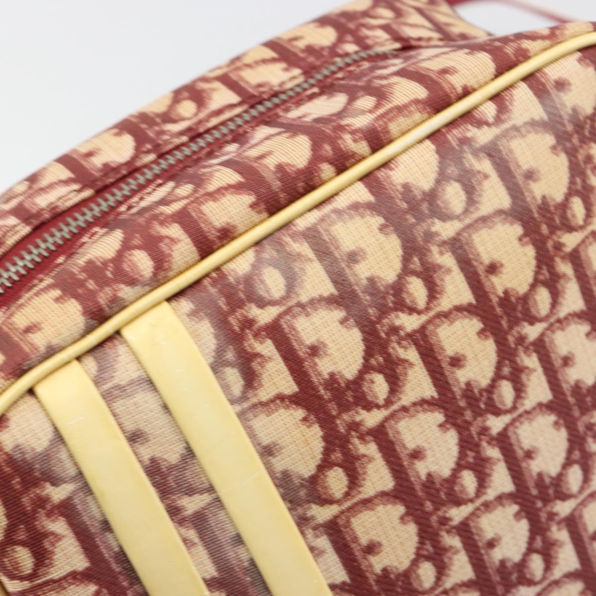 Christian Dior Trotter Canvas Shoulder Bag PVC Red Silver Auth 185951