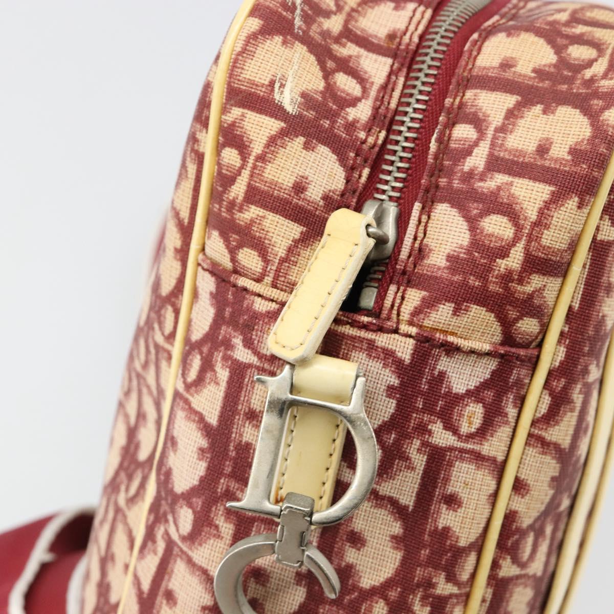 Christian Dior Trotter Canvas Shoulder Bag PVC Red Silver Auth 185951