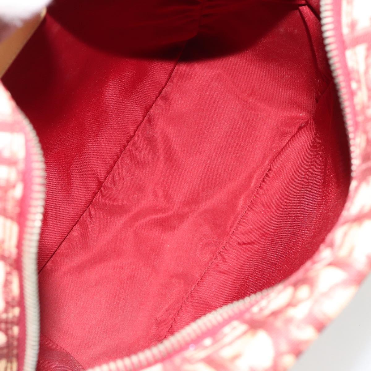 Christian Dior Trotter Canvas Shoulder Bag PVC Red Silver Auth 185951