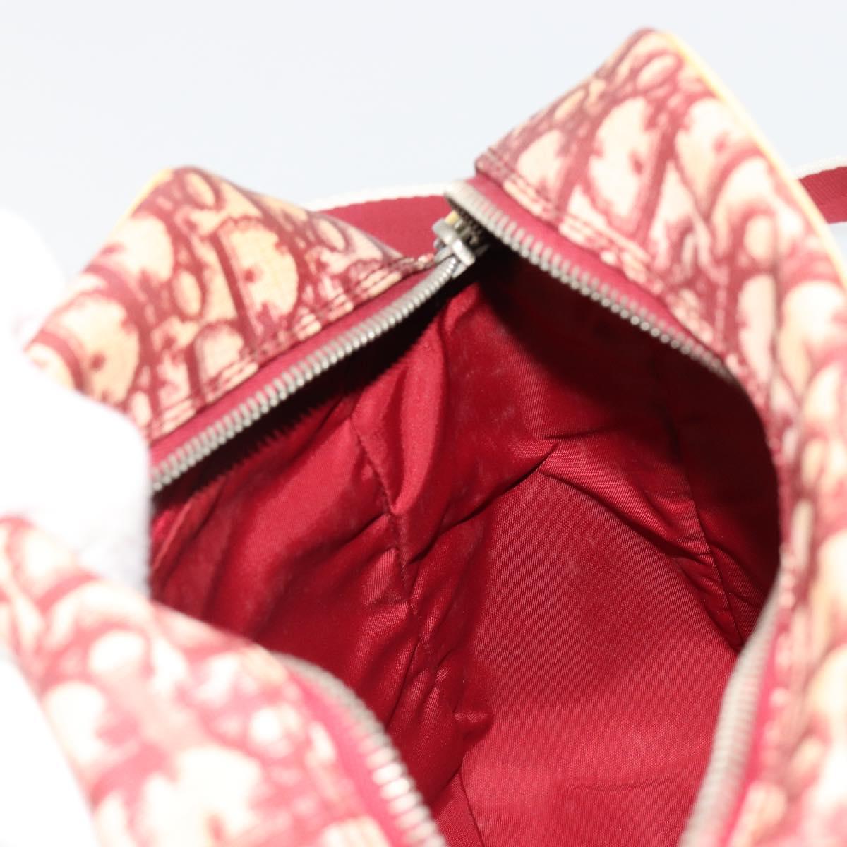 Christian Dior Trotter Canvas Shoulder Bag PVC Red Silver Auth 185951