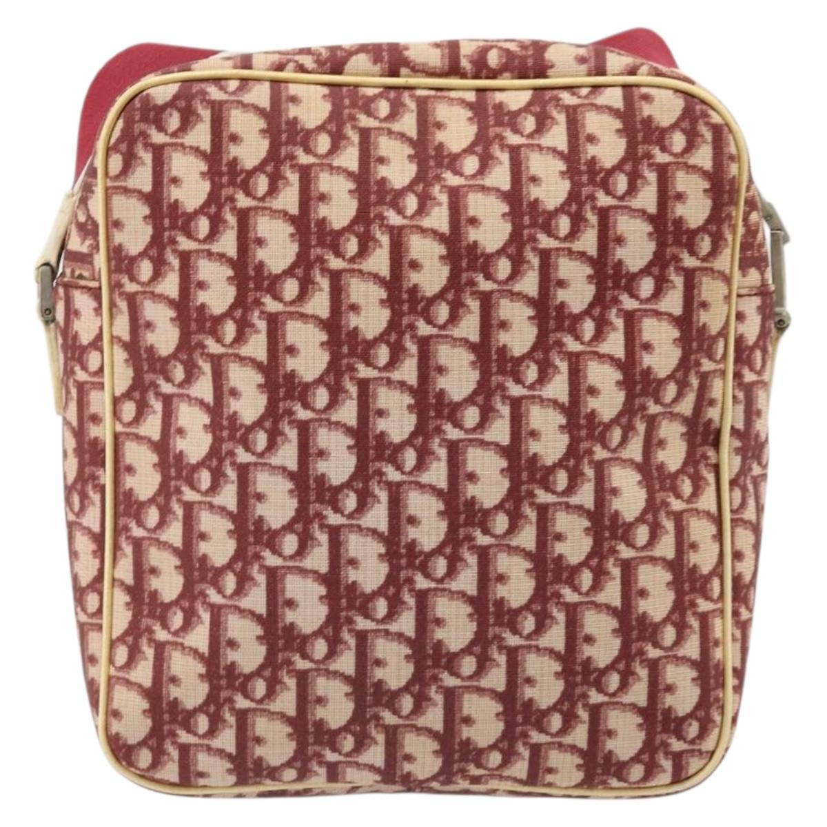 Christian Dior Trotter Canvas Shoulder Bag PVC Red Silver Auth 185951