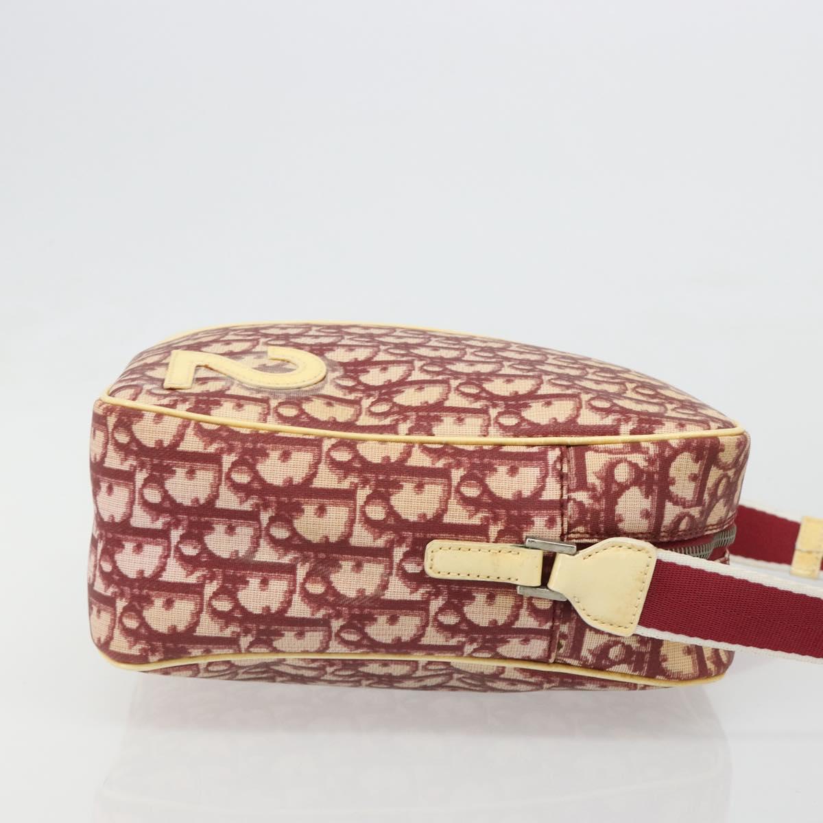 Christian Dior Trotter Canvas Shoulder Bag PVC Red Silver Auth 185951