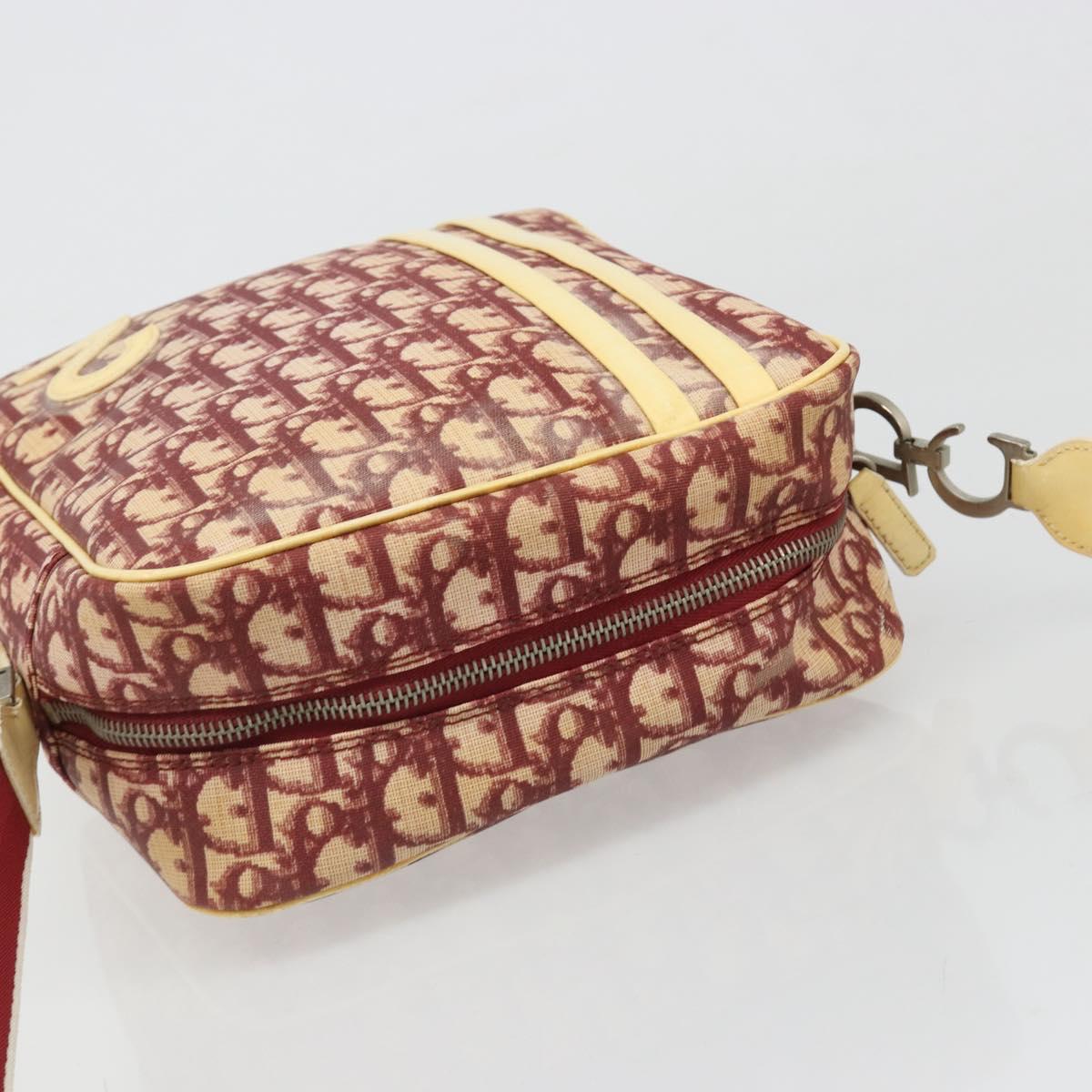 Christian Dior Trotter Canvas Shoulder Bag PVC Red Silver Auth 185951