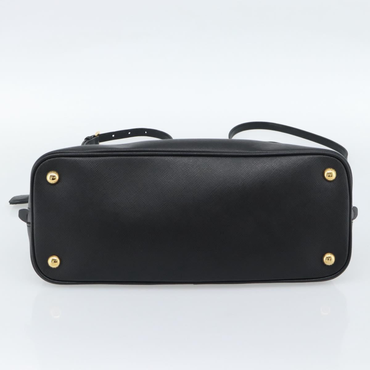 PRADA Hand Bag Saffiano leather 2way Black Gold Auth 185952SAM