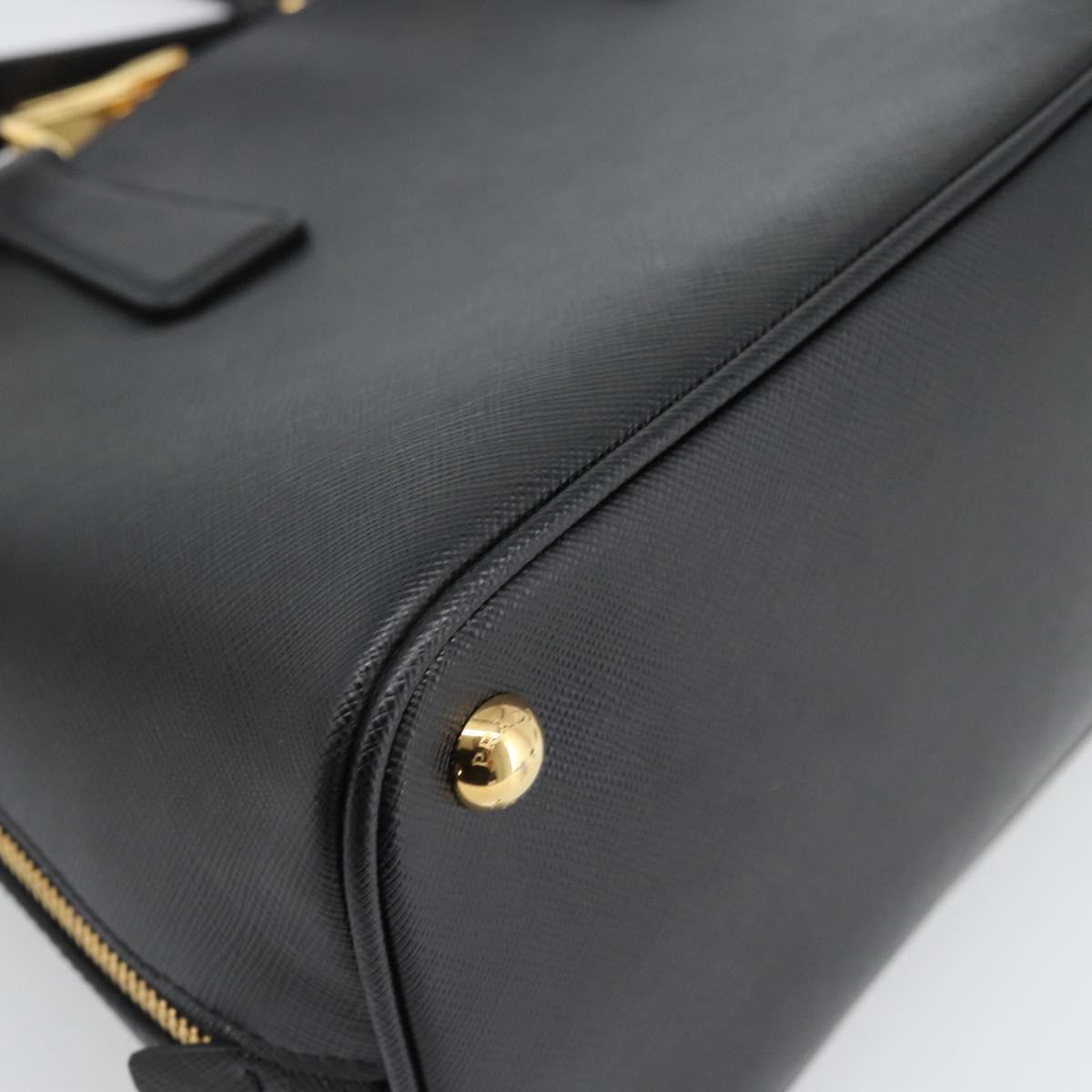 PRADA Hand Bag Saffiano leather 2way Black Gold Auth 185952SAM