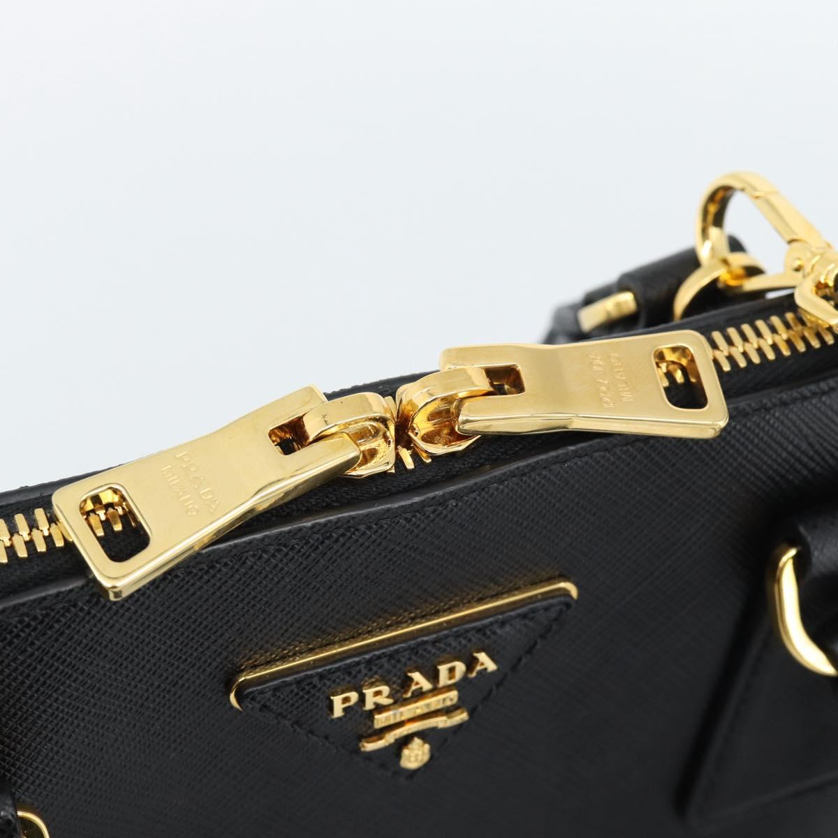 PRADA Hand Bag Saffiano leather 2way Black Gold Auth 185952SAM