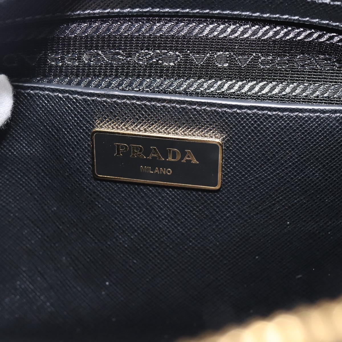 PRADA Hand Bag Saffiano leather 2way Black Gold Auth 185952SAM