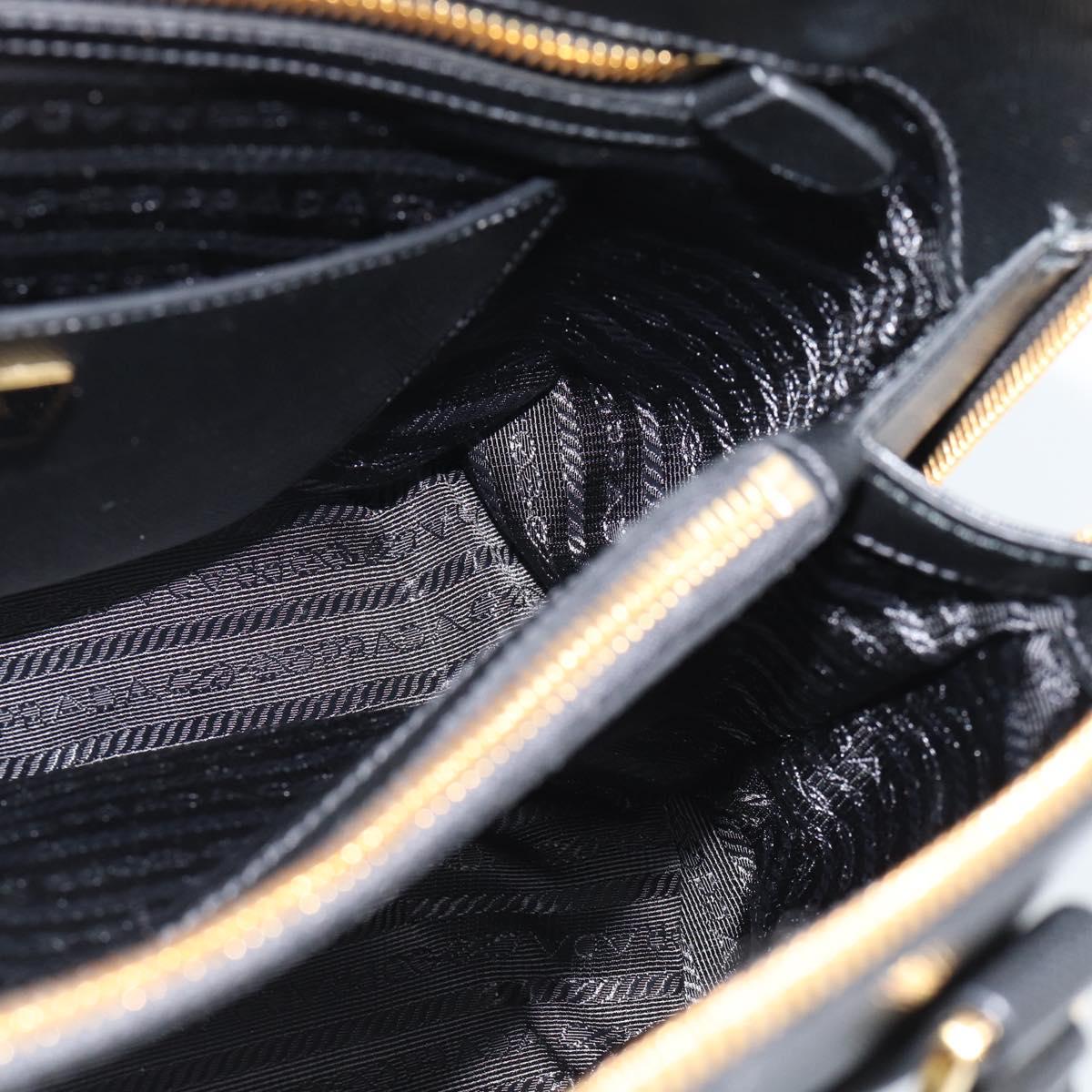 PRADA Hand Bag Saffiano leather 2way Black Gold Auth 185952SAM