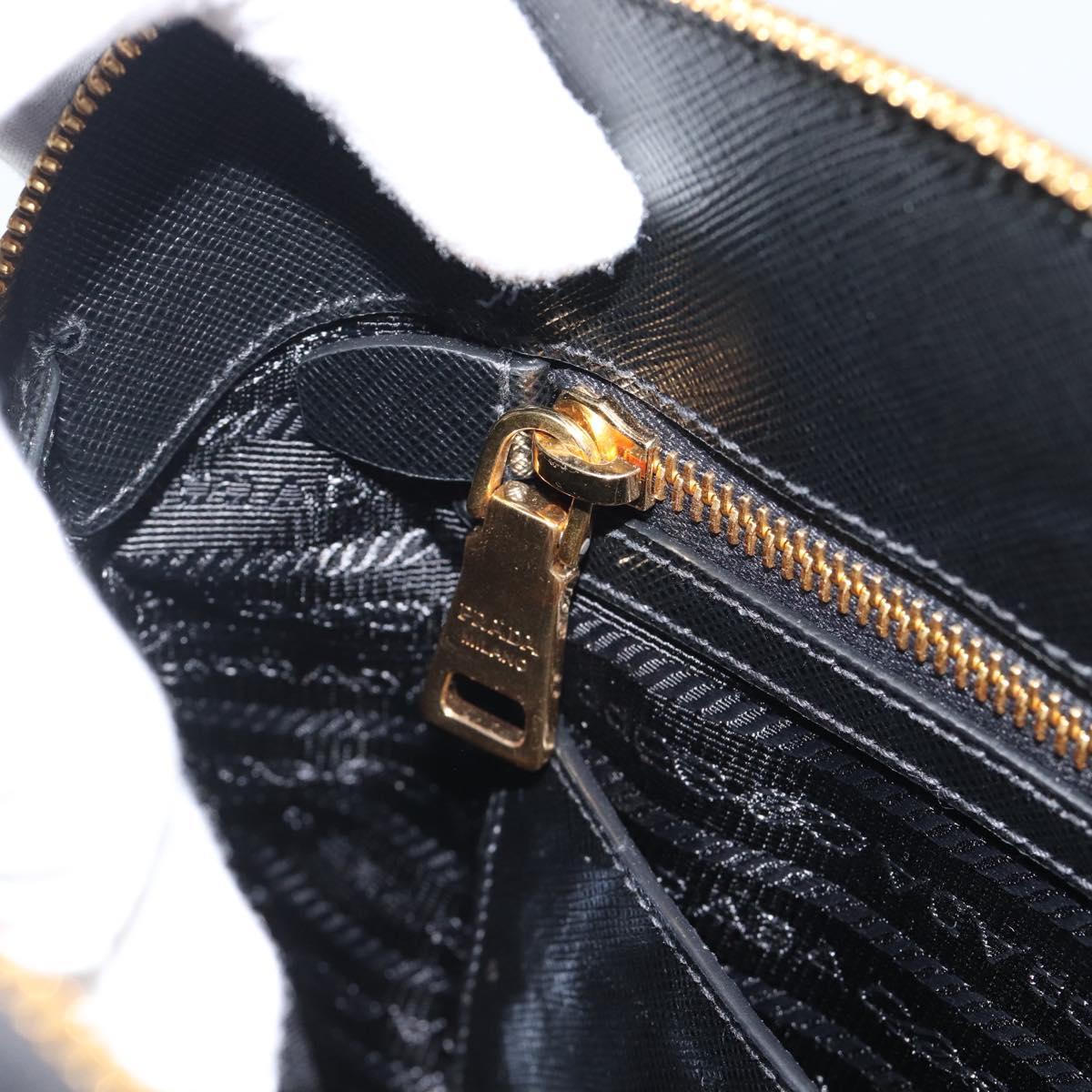 PRADA Hand Bag Saffiano leather 2way Black Gold Auth 185952SAM
