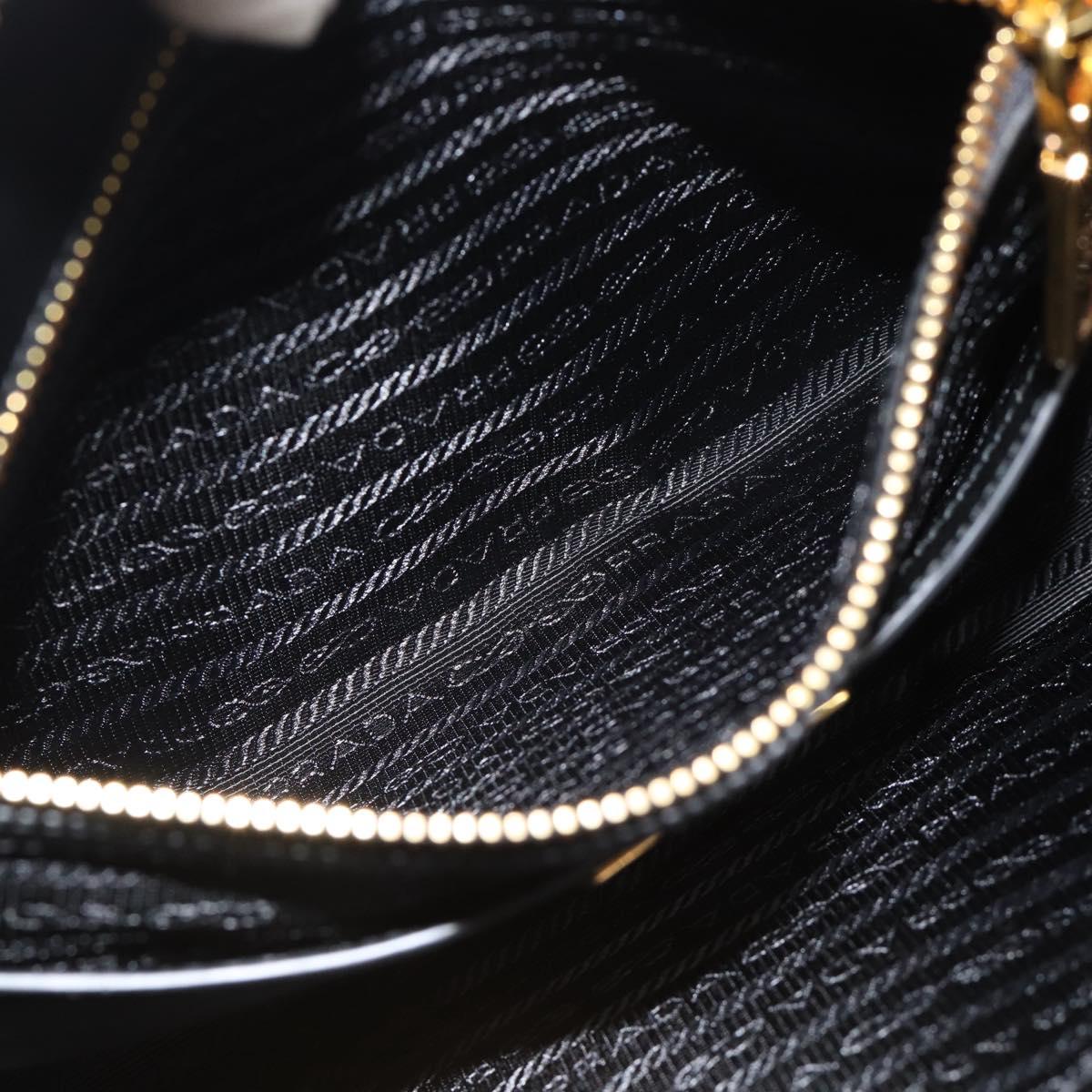 PRADA Hand Bag Saffiano leather 2way Black Gold Auth 185952SAM