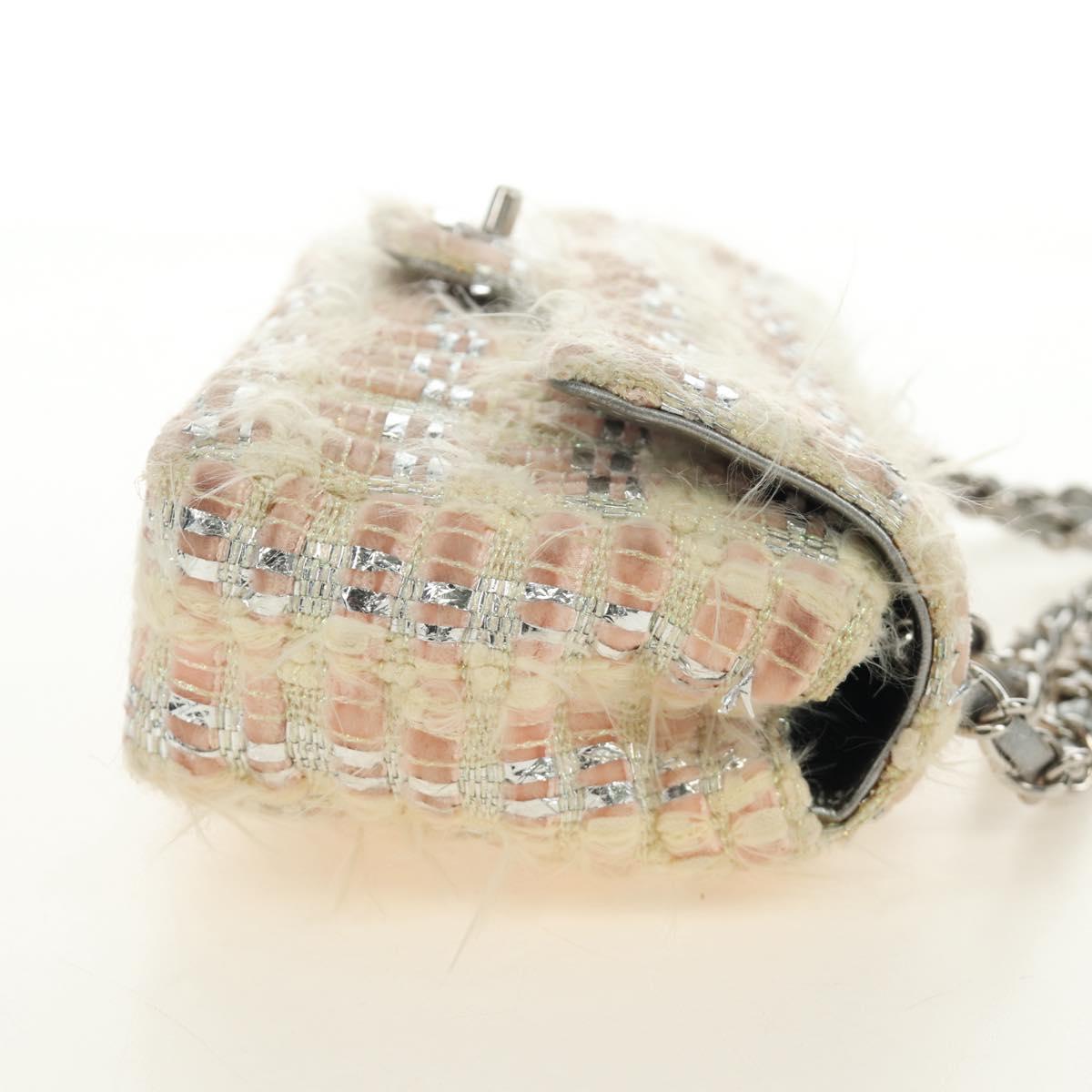 CHANEL Chain Matelasse 23 Shoulder Bag tweed Pink Silver CC Auth 185953SAM