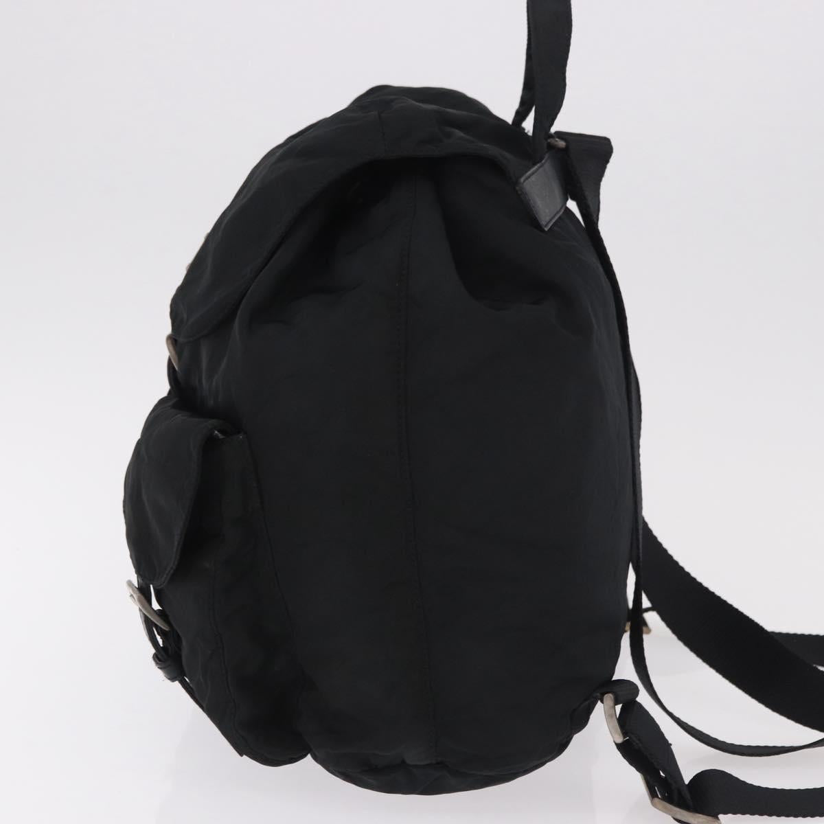 PRADA Backpack Nylon Black Silver Auth 185957